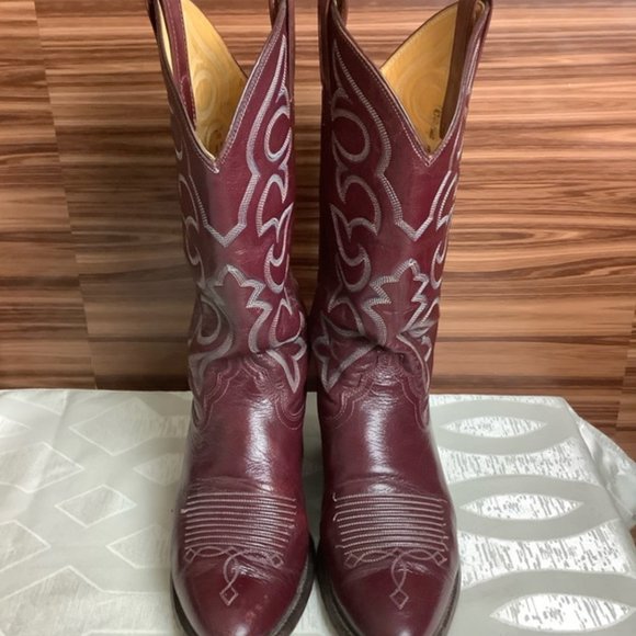 Justin Boots - Red / Maroon - Women’s 9 1/2 - Mens 8 - Picture 4 of 9